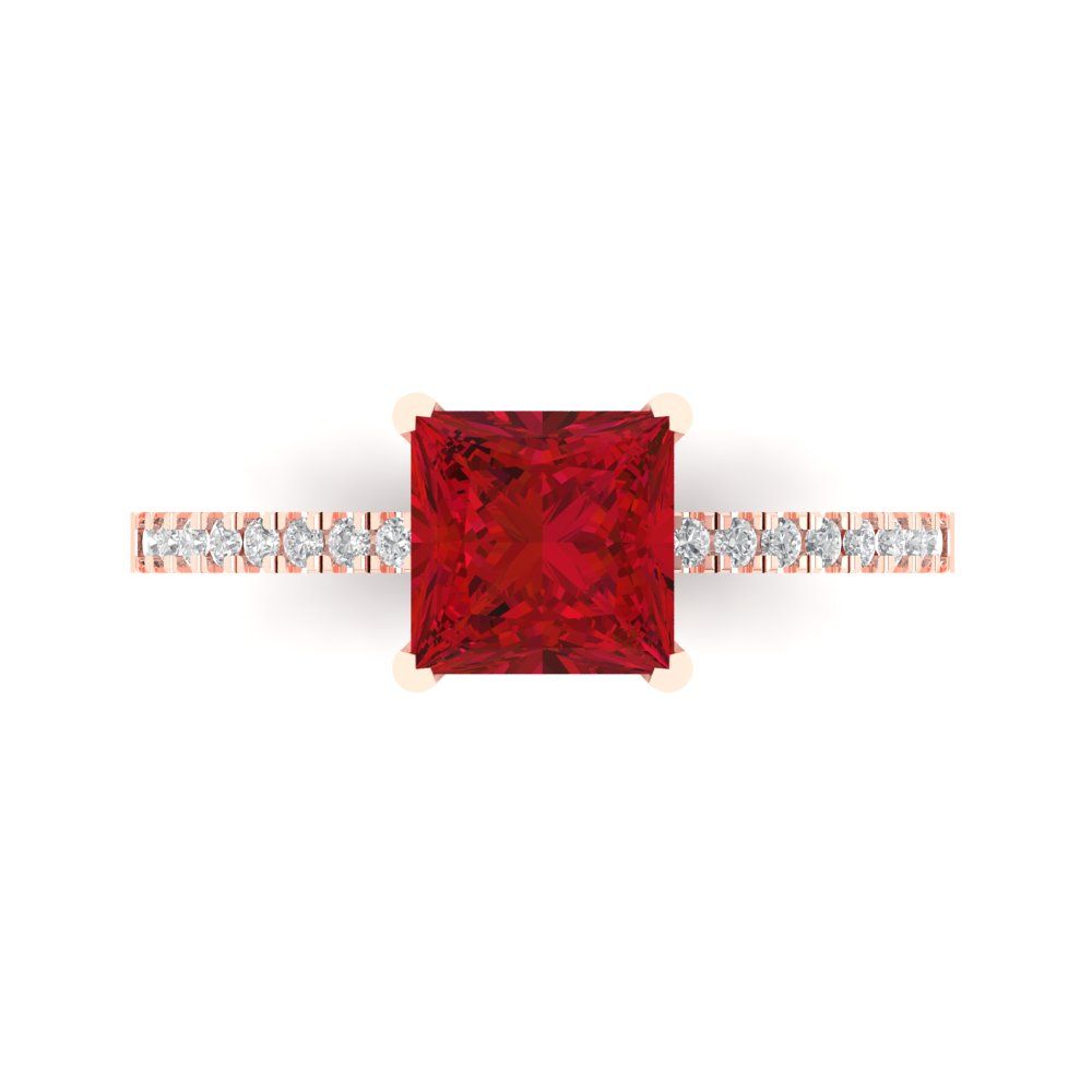 1.62 cttw Simulated Ruby Solitaire with Zirconia Simulated Diamond Acc ...