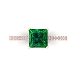 1.66 ct Brilliant Princess Cut Simulated Emerald Stone Rose Gold Solitaire with Accents Ring