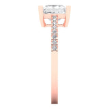 1.66 ct Brilliant Princess Cut Natural Diamond Stone Clarity SI1-2 Color G-H Rose Gold Solitaire with Accents Ring