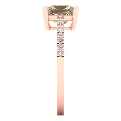 1.62 cttw Yellow Moissanite Solitaire with Zirconia Simulated Diamond Accents Engagement Ring - Solid Gold (Princess Cut,6.5mm)