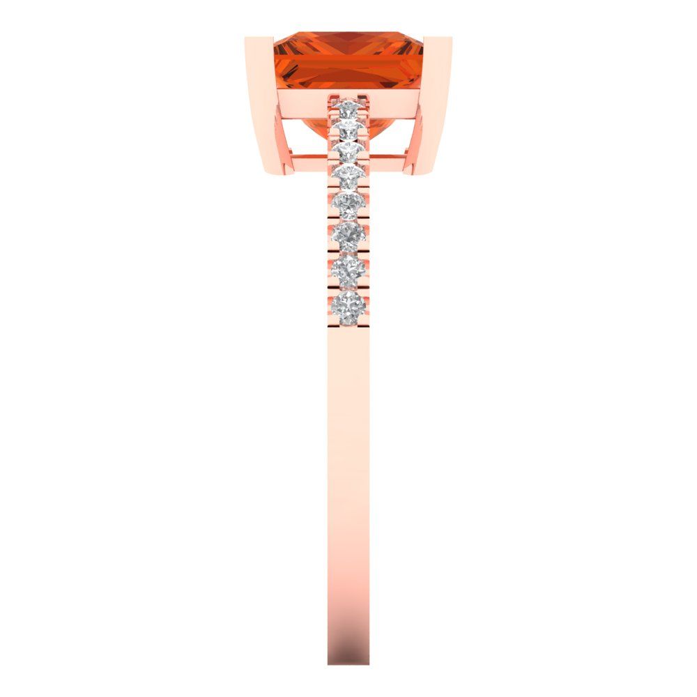 1.62 cttw Zirconia Simulated Red Diamond Solitaire with Zirconia Simulated Diamond Accents Engagement Ring - Solid Gold (VVS1, Princess Cut,6.5mm)