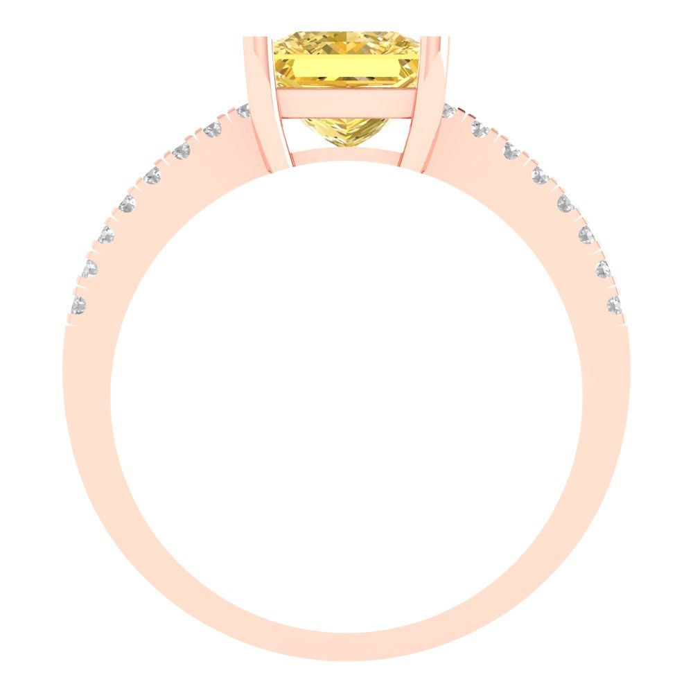 1.62 cttw Natural Citrine Solitaire with Zirconia Simulated Diamond Accents Engagement Ring - Solid Gold (Princess Cut,6.5mm)