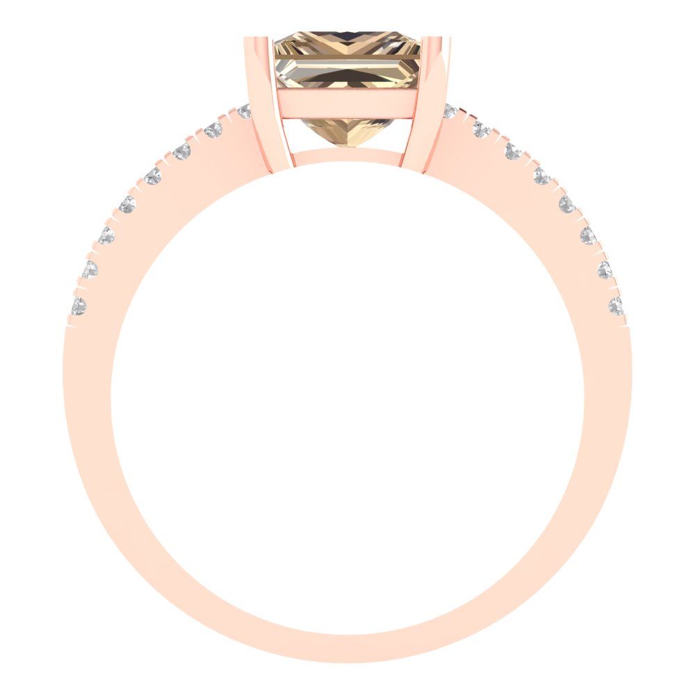 1.62 cttw Yellow Moissanite Solitaire with Zirconia Simulated Diamond Accents Engagement Ring - Solid Gold (Princess Cut,6.5mm)