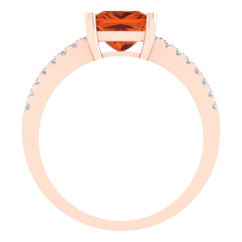 1.62 cttw Simulated Ruby Solitaire with Zirconia Simulated Diamond Accents Engagement Ring - Solid Gold (Princess Cut,6.5mm)