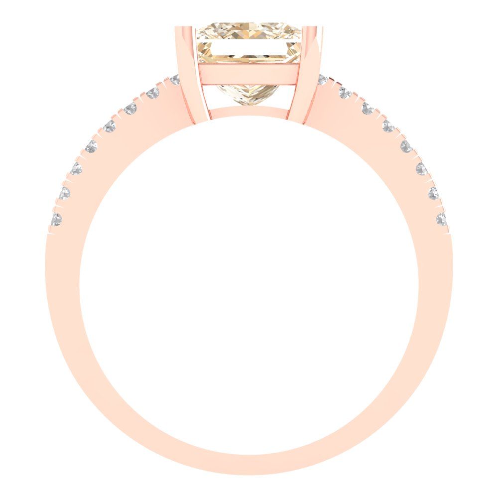 1.62 cttw Natural Morganite Solitaire with Zirconia Simulated Diamond Accents Engagement Ring - Solid Gold (Princess Cut,6.5mm)