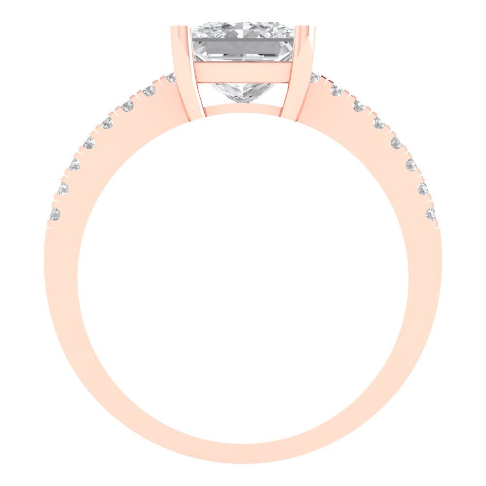 1.62 cttw Zirconia Simulated Diamond Solitaire with Zirconia Simulated Diamond Accents Engagement Ring - Solid Gold (VVS1, Princess Cut,6.5mm)