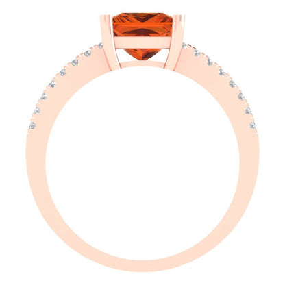 1.62 cttw Simulated Pink Tourmaline Solitaire with Zirconia Simulated Diamond Accents Engagement Ring - Solid Gold (Princess Cut,6.5mm)