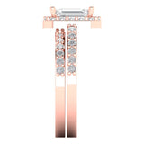 2.22 ct Brilliant Emerald Cut Natural Diamond Stone Clarity SI1-2 Color G-H Rose Gold Halo Solitaire with Accents Bridal Set