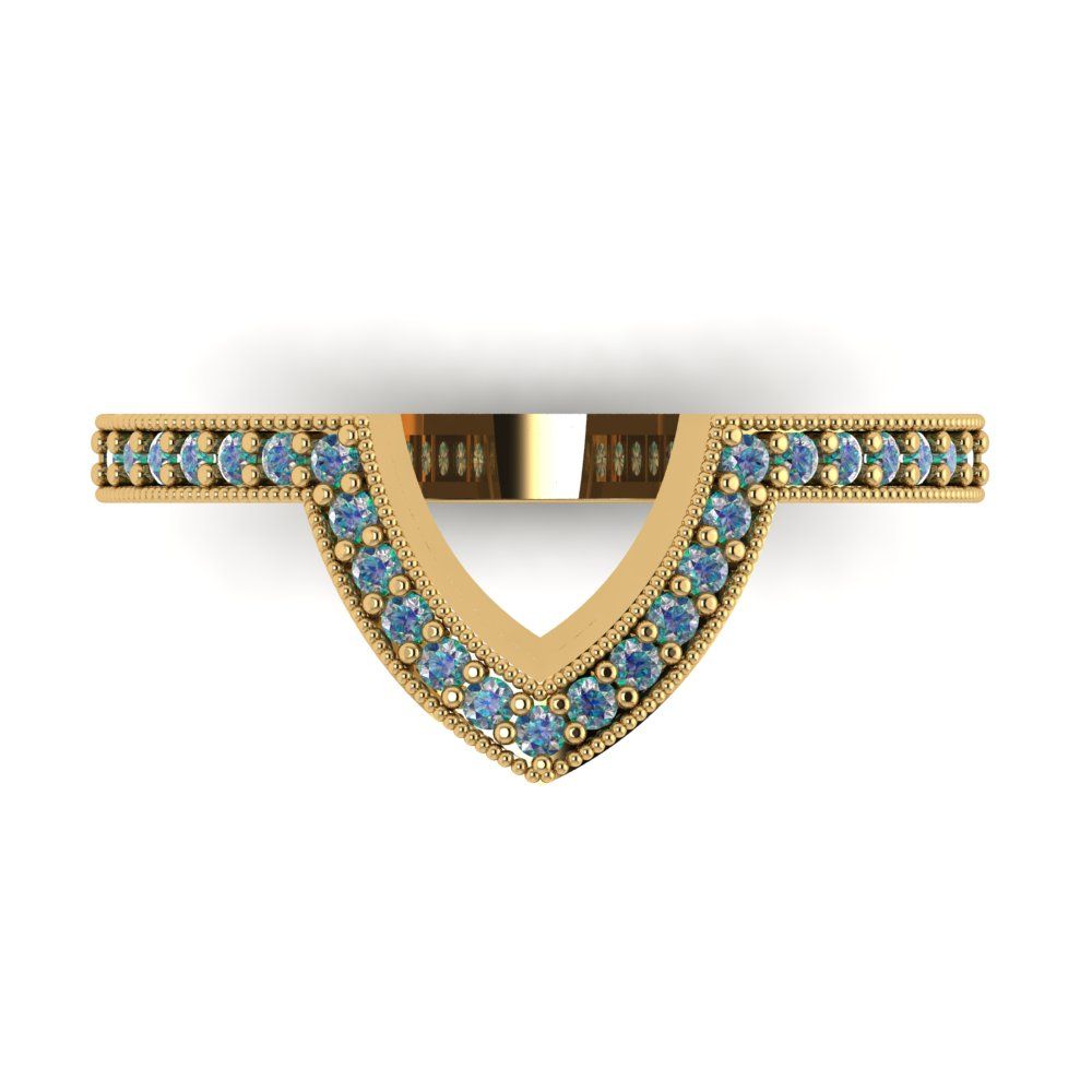 0.1875 cttw Blue Moissanite Round Cut Yellow Gold Eternity Wedding Band