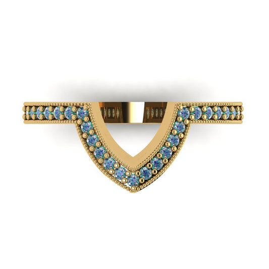 0.1875 cttw Blue Moissanite Round Cut Yellow Gold Eternity Wedding Band
