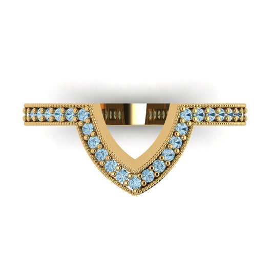 0.1875 cttw Natural Aquamarine Round Cut Yellow Gold Eternity Wedding Band