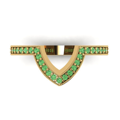 0.1875 cttw Simulated Green Diamond Round Cut Yellow Gold Eternity Wedding Band