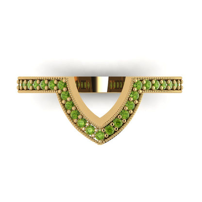0.1875 cttw Natural Peridot Round Cut Yellow Gold Eternity Wedding Band