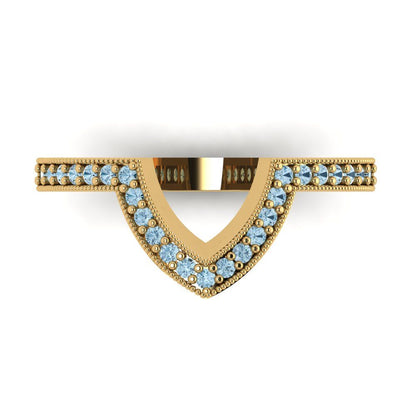 0.1875 cttw Natural Swiss Blue Topaz Round Cut Yellow Gold Eternity Wedding Band