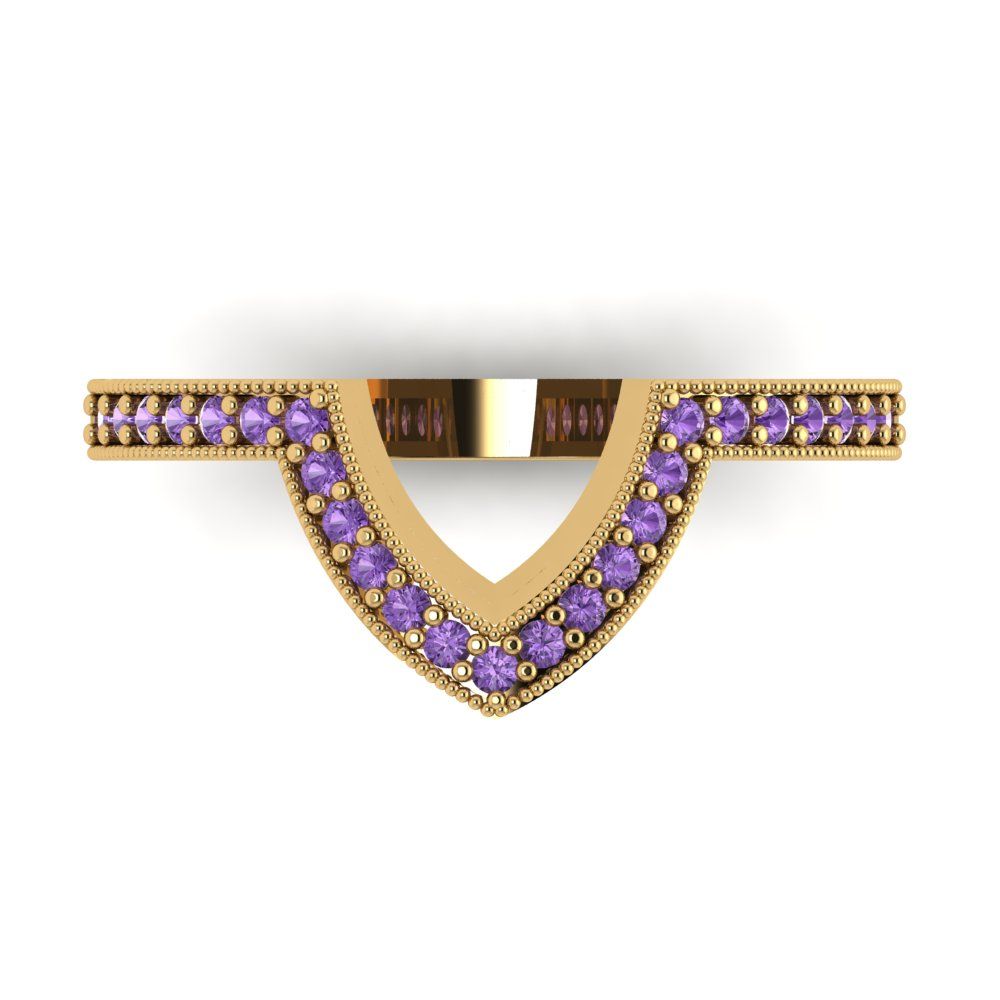 0.1875 cttw Simulated Alexandrite Round Cut Yellow Gold Eternity Wedding Band