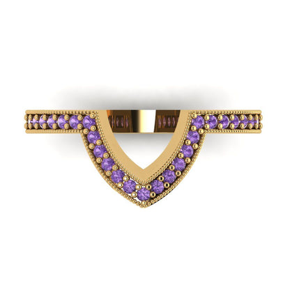 0.1875 cttw Simulated Alexandrite Round Cut Yellow Gold Eternity Wedding Band