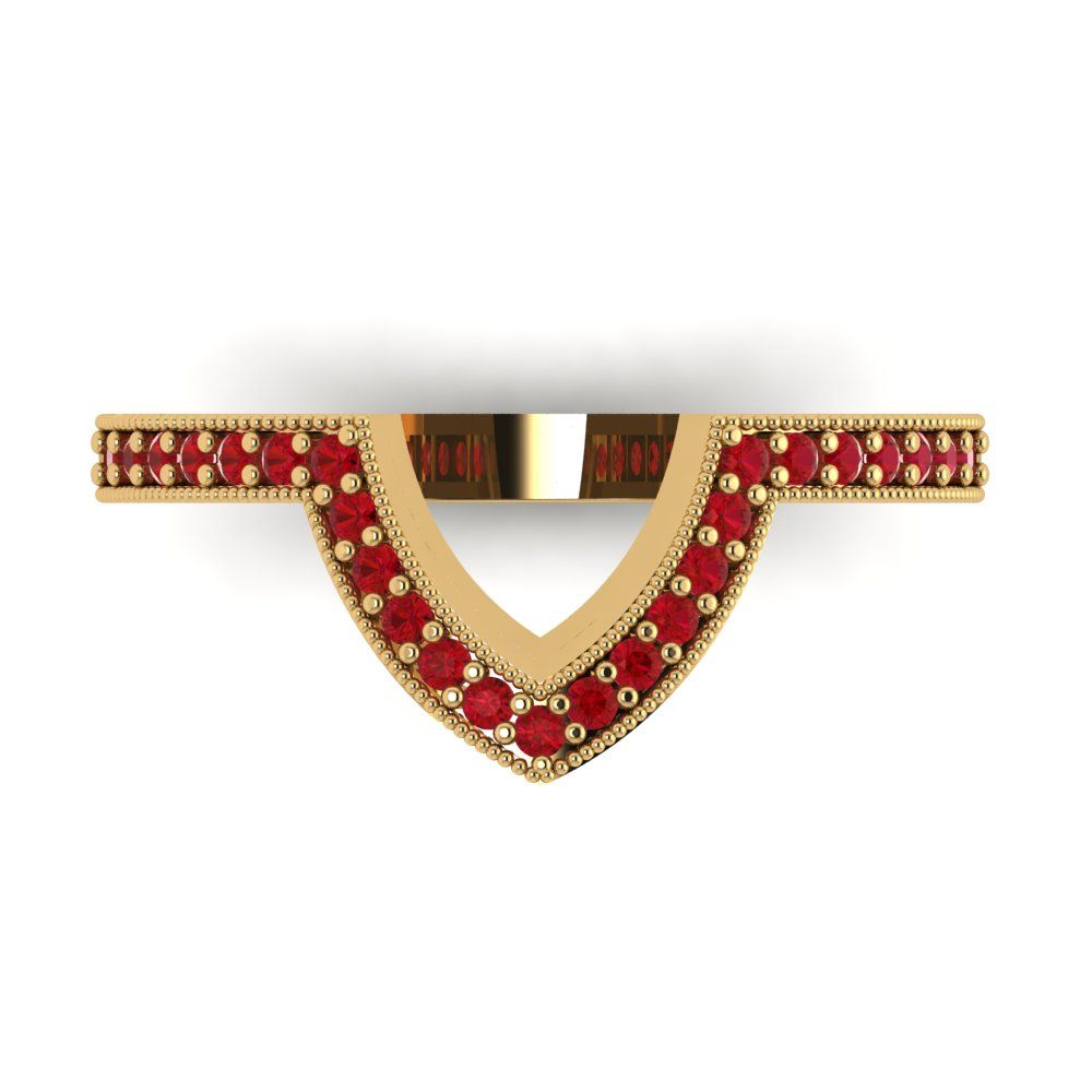 0.1875 cttw Simulated Ruby Round Cut Yellow Gold Eternity Wedding Band