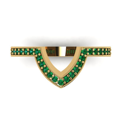 0.1875 cttw Simulated Emerald Round Cut Yellow Gold Eternity Wedding Band