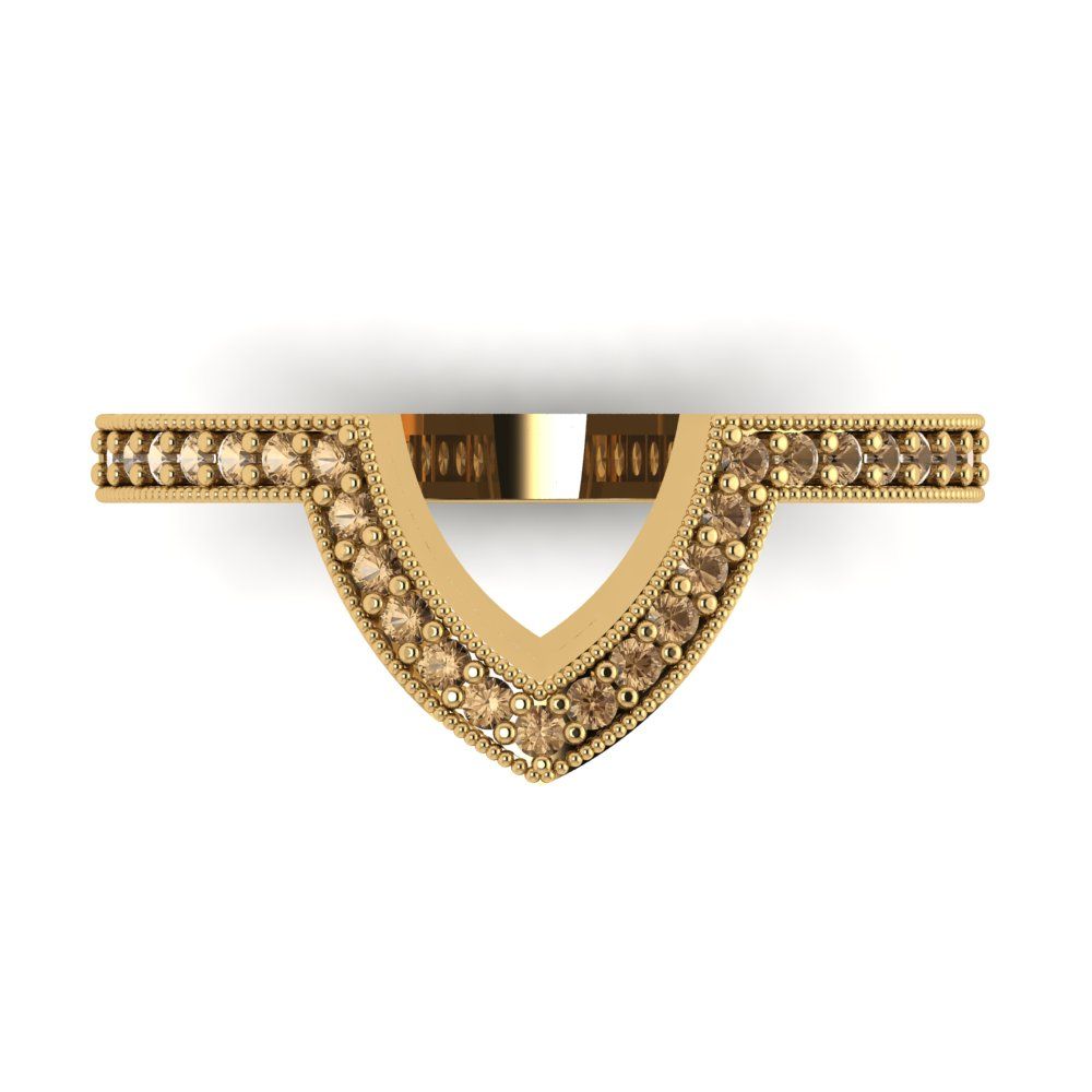 0.1875 cttw Simulated Champagne Diamond Round Cut Yellow Gold Eternity Wedding Band