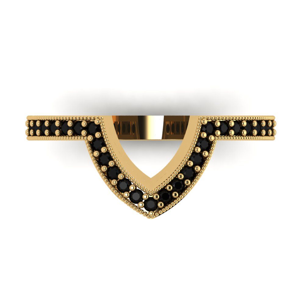 0.1875 cttw Natural Onyx Round Cut Yellow Gold Eternity Wedding Band