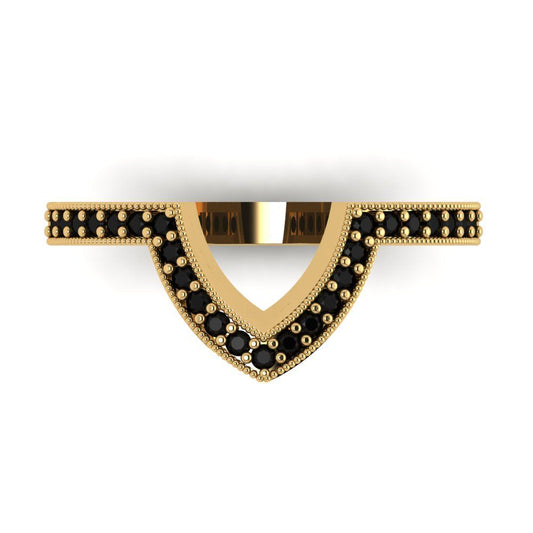 0.1875 cttw Natural Onyx Round Cut Yellow Gold Eternity Wedding Band