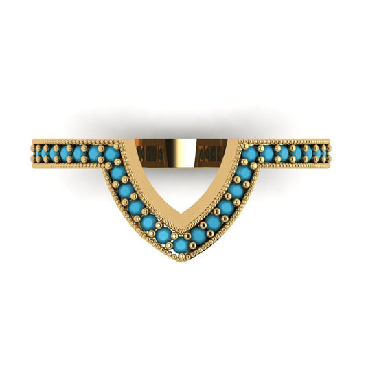 0.1875 cttw Simulated Turquoise Round Cut Yellow Gold Eternity Wedding Band