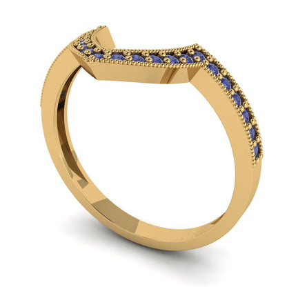 0.1875 cttw Simulated Tanzanite Round Cut Yellow Gold Eternity Wedding Band