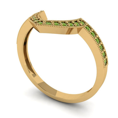 0.1875 cttw Natural Peridot Round Cut Yellow Gold Eternity Wedding Band