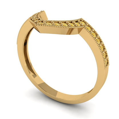 0.1875 cttw Yellow Moissanite Round Cut Yellow Gold Eternity Wedding Band