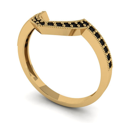 0.1875 cttw Natural Onyx Round Cut Yellow Gold Eternity Wedding Band