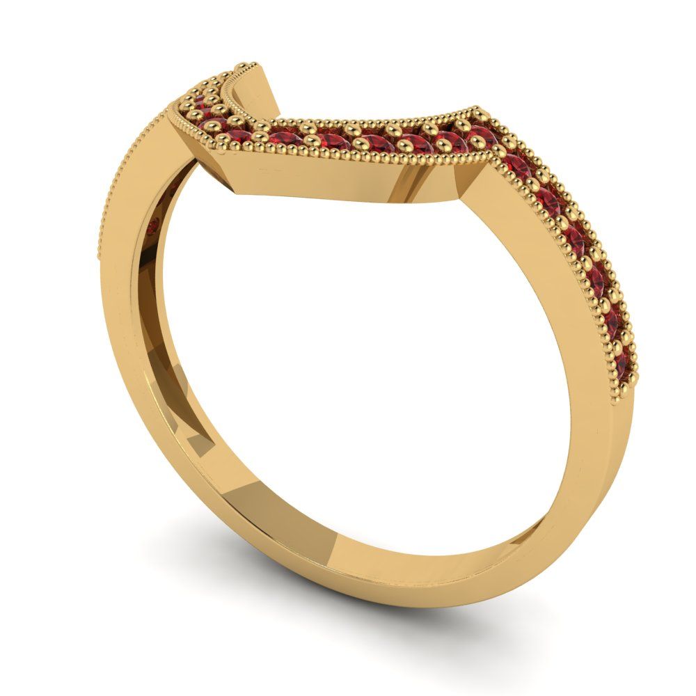 0.1875 cttw Natural Garnet Round Cut Yellow Gold Eternity Wedding Band
