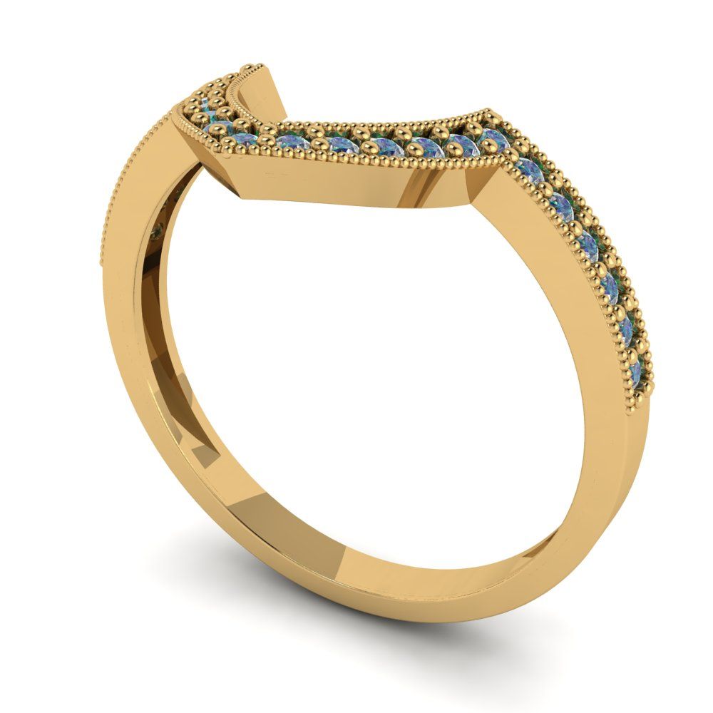 0.1875 cttw Blue Moissanite Round Cut Yellow Gold Eternity Wedding Band