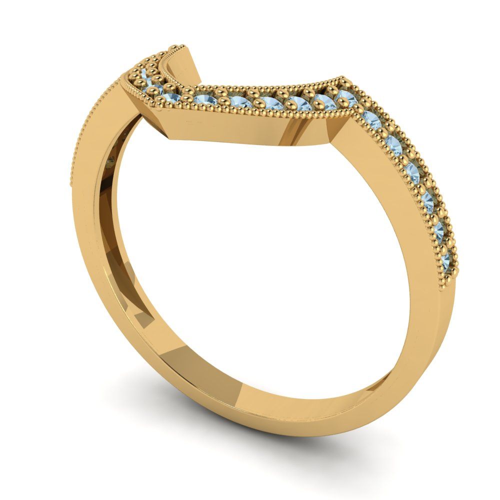 0.1875 cttw Simulated Blue Diamond Round Cut Yellow Gold Eternity Wedding Band