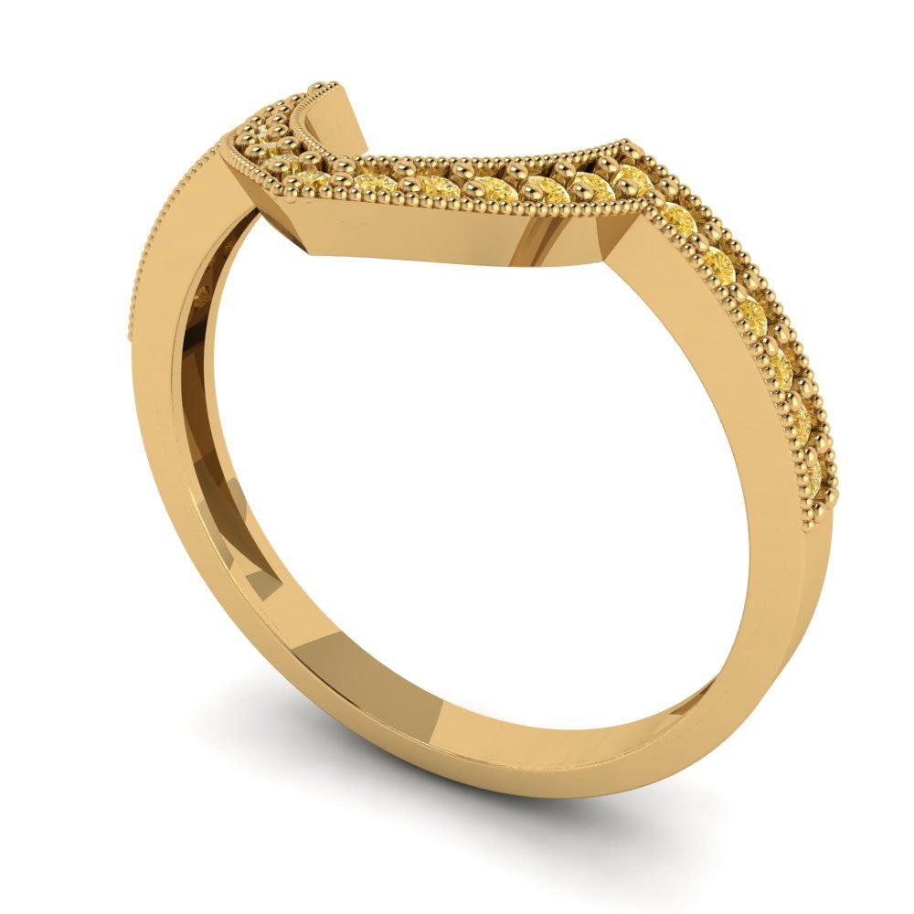 0.1875 cttw Simulated Yellow Diamond Round Cut Yellow Gold Eternity Wedding Band