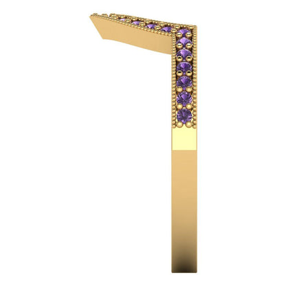 0.1875 cttw Simulated Alexandrite Round Cut Yellow Gold Eternity Wedding Band