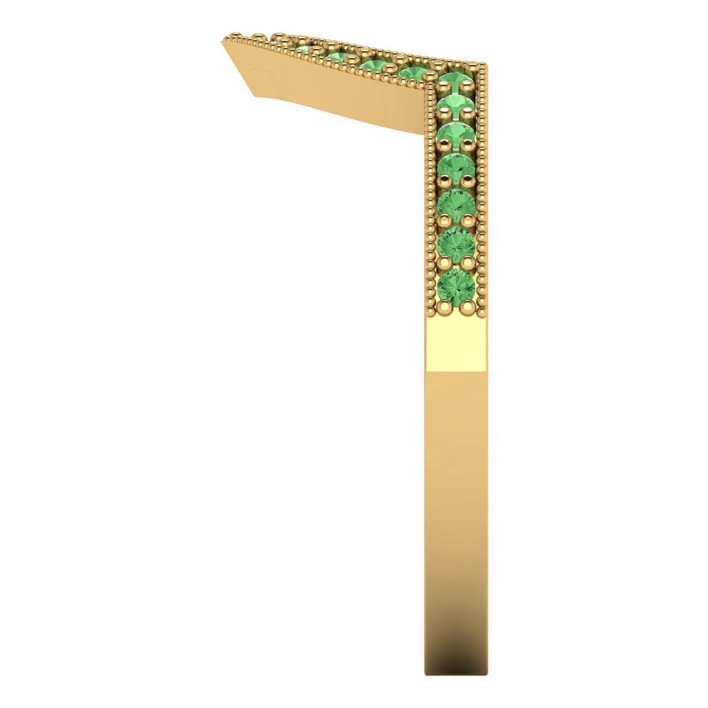 0.1875 cttw Simulated Green Diamond Round Cut Yellow Gold Eternity Wedding Band