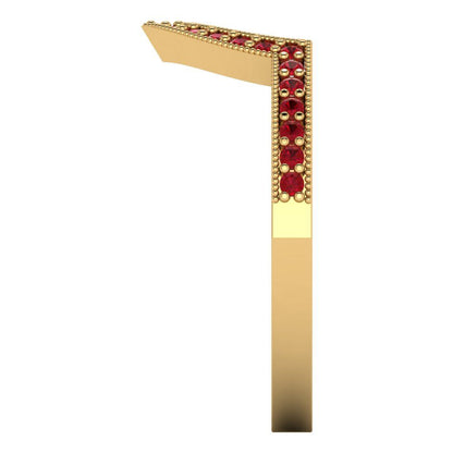 0.1875 cttw Simulated Pink Tourmaline Round Cut Yellow Gold Eternity Wedding Band