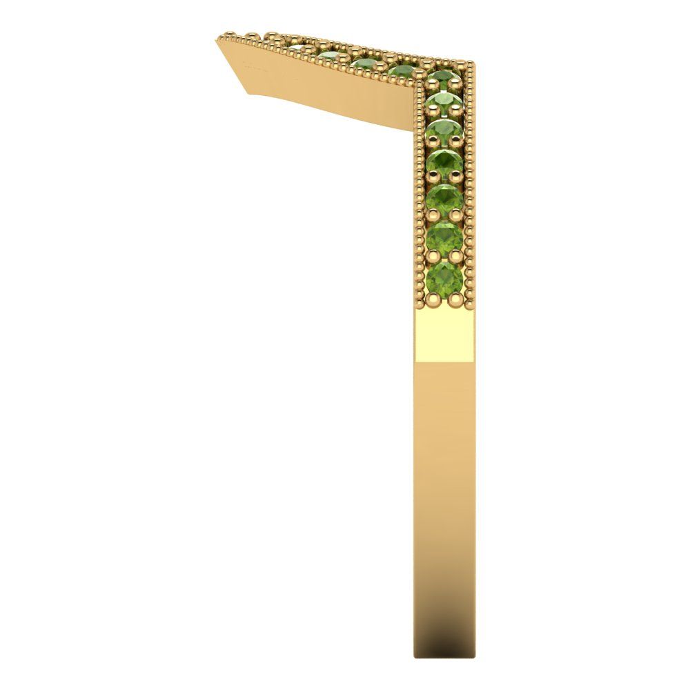 0.1875 cttw Natural Peridot Round Cut Yellow Gold Eternity Wedding Band