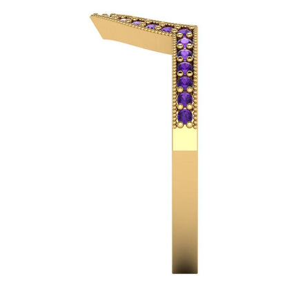 0.1875 cttw Natural Amethyst Round Cut Yellow Gold Eternity Wedding Band