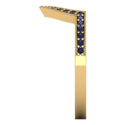 0.1875 cttw Simulated Blue Sapphire Round Cut Yellow Gold Eternity Wedding Band