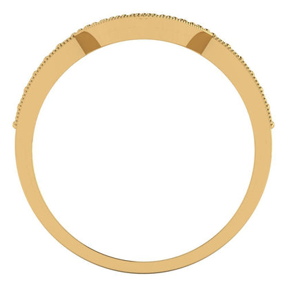 0.1875 cttw Simulated Pink Tourmaline Round Cut Yellow Gold Eternity Wedding Band
