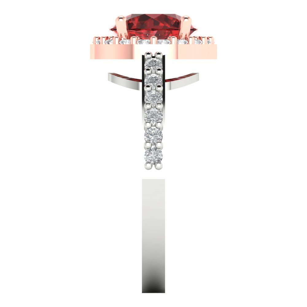 1.86 cttw Natural Garnet Solitaire with Zirconia Simulated Diamond Accents Engagement Ring - Solid White/Rose Gold (VVS1, Round Cut,7.5mm)