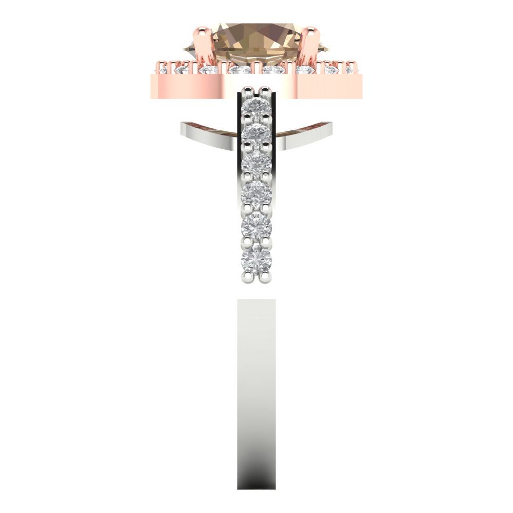 1.86 cttw Yellow Moissanite Solitaire with Zirconia Simulated Diamond Accents Engagement Ring - Solid White/Rose Gold (VVS1, Round Cut,7.5mm)