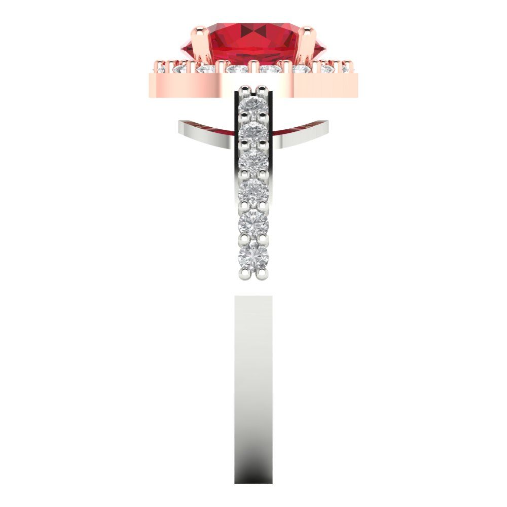 1.86 cttw Simulated Pink Tourmaline Solitaire with Zirconia Simulated Diamond Accents Engagement Ring - Solid White/Rose Gold (VVS1, Round Cut,7.5mm)