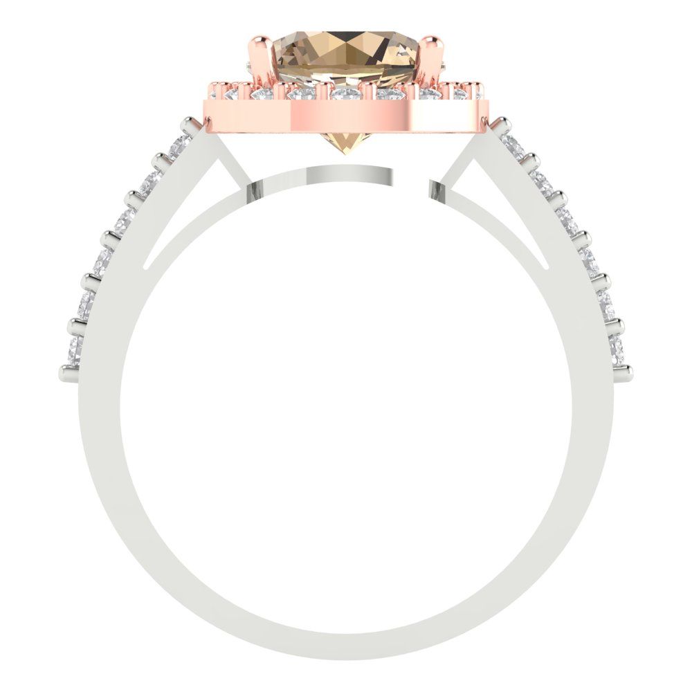 1.86 cttw Yellow Moissanite Solitaire with Zirconia Simulated Diamond Accents Engagement Ring - Solid White/Rose Gold (VVS1, Round Cut,7.5mm)