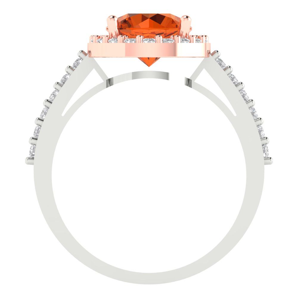 1.86 cttw Simulated Pink Tourmaline Solitaire with Zirconia Simulated Diamond Accents Engagement Ring - Solid White/Rose Gold (VVS1, Round Cut,7.5mm)