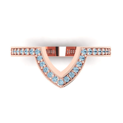 0.1875 cttw Natural Aquamarine Round Cut Rose Gold Eternity Wedding Band