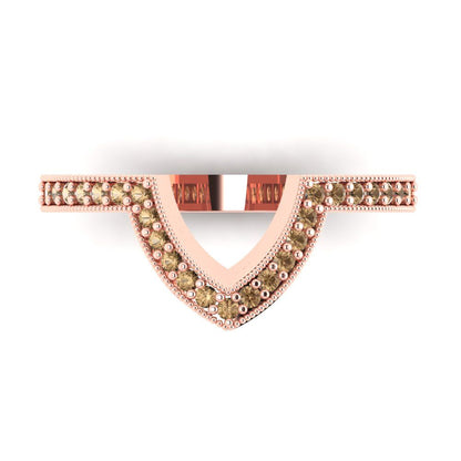 0.1875 cttw Simulated Champagne Diamond Round Cut Rose Gold Eternity Wedding Band