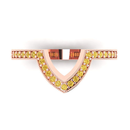 0.1875 cttw Natural Citrine Round Cut Rose Gold Eternity Wedding Band