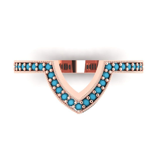 0.1875 cttw Simulated Turquoise Round Cut Rose Gold Eternity Wedding Band